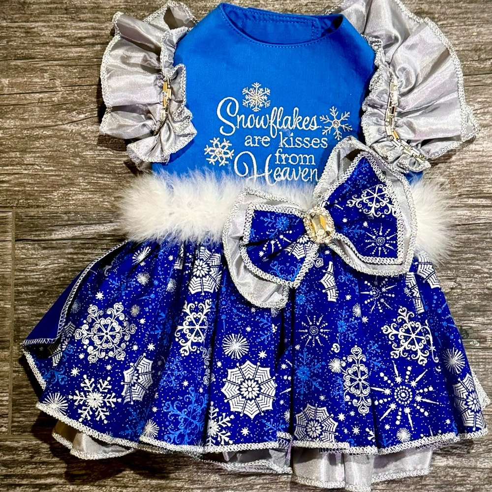Fur lined and bejeweled dress for dogs or cats couture NEW!